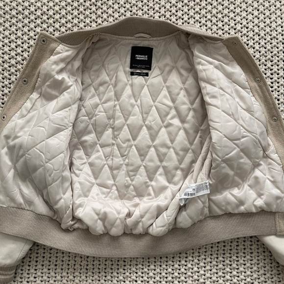 Pernille x Mango Cream Wool Bomber Baseball / Letterman's Jacket - Picture 6 of 9